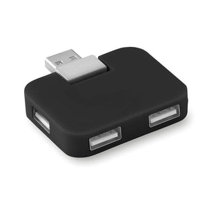 USB Hub SQUARE zwart onbedrukt 12750