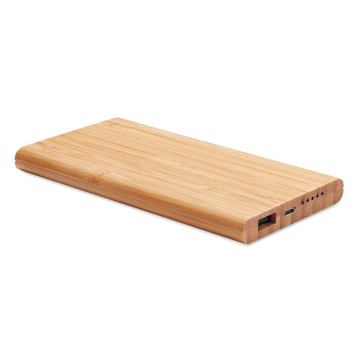 Draadloze bamboe powerbank hout 2 kleuren tp 2927