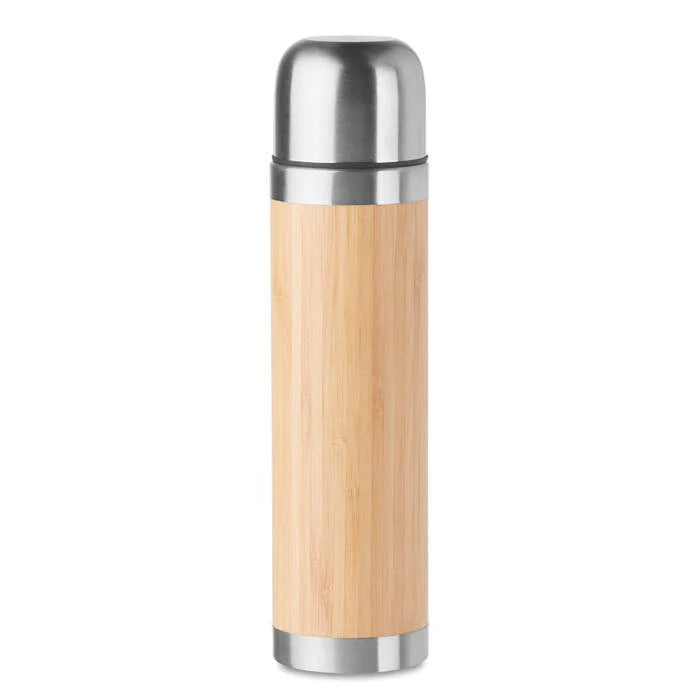 Thermosfles met bamboe sample