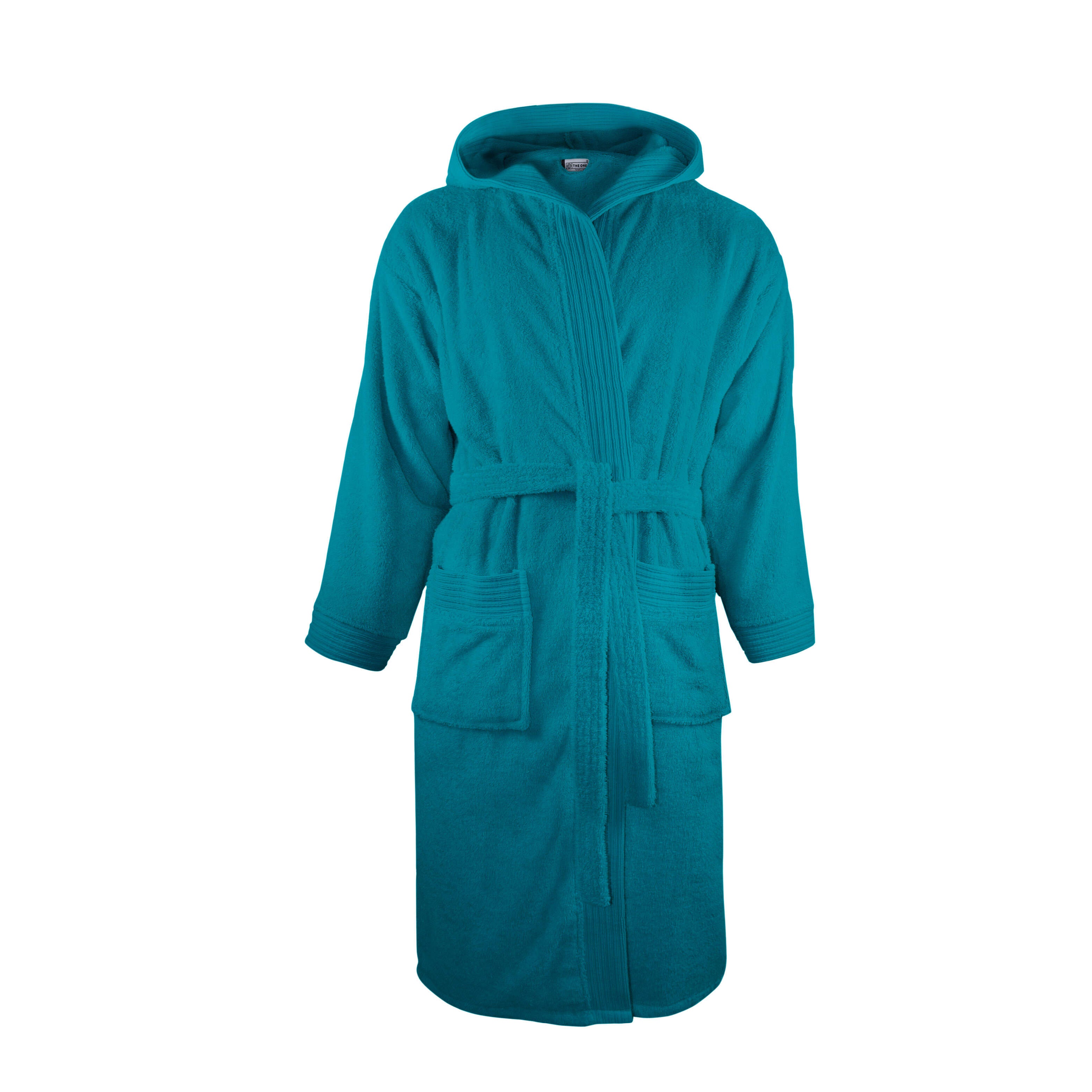 Badjas met kapuchon turquoise onbedrukt 1017