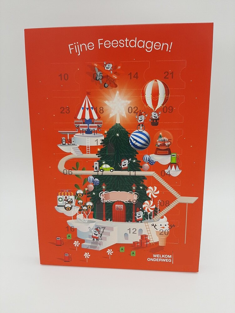 A3 adventskalender full colour bedrukt met Callebaut chocolade
