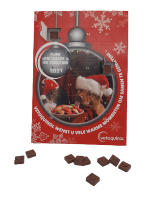 A3 adventskalender full colour bedrukt met Callebaut chocolade